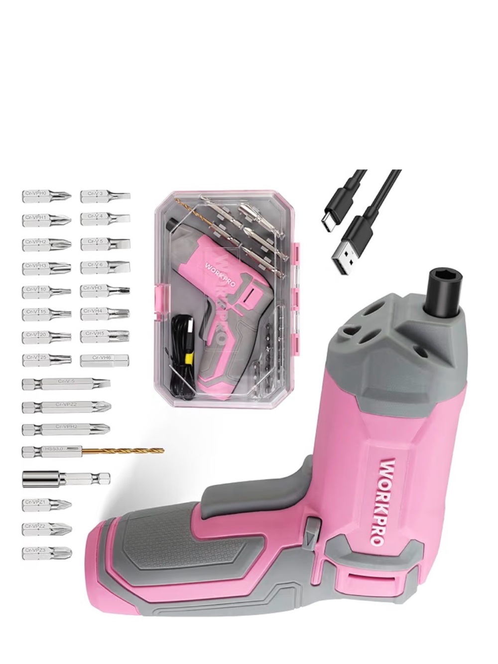 Pink Cordless Precision Screwdriver Kit -3.6V cordless rechargeable